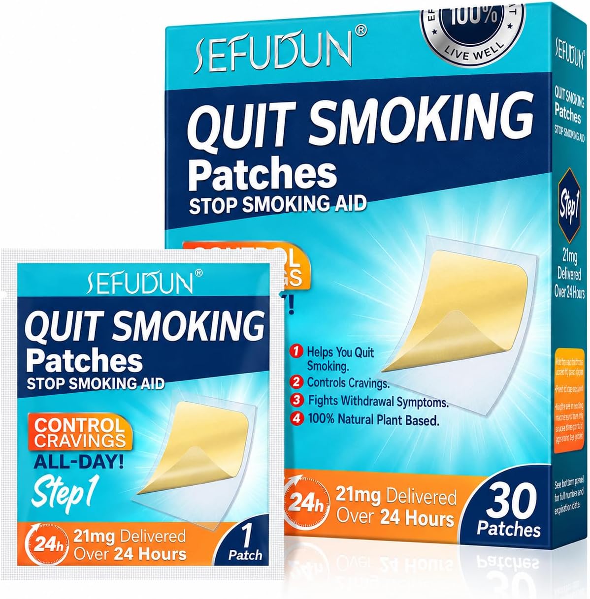 Quit Smoking Patches, Step 1 Stop Smoking Aids Patches, 21mg Quit Smoking Stickers that Work with 2 Weeks, 30 Count Helping Quit Patch, Anti-Stickers