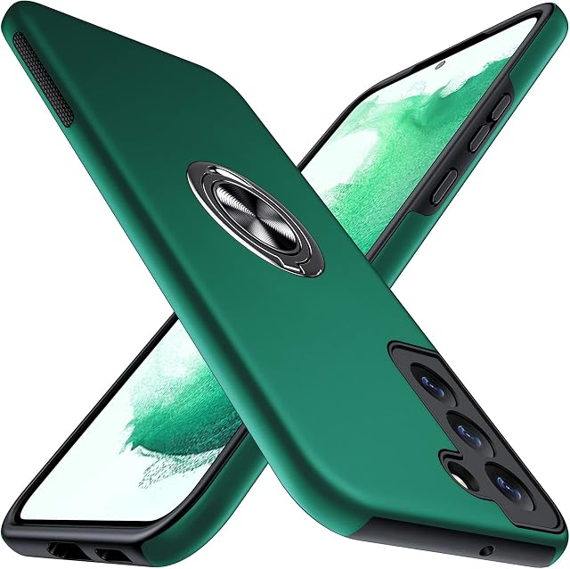 KOVASIA Case for Samsung Galaxy S22 Plus/S22+, Tough Slim Protective Case with Ring Holder for Samsung Galaxy S22+, Green