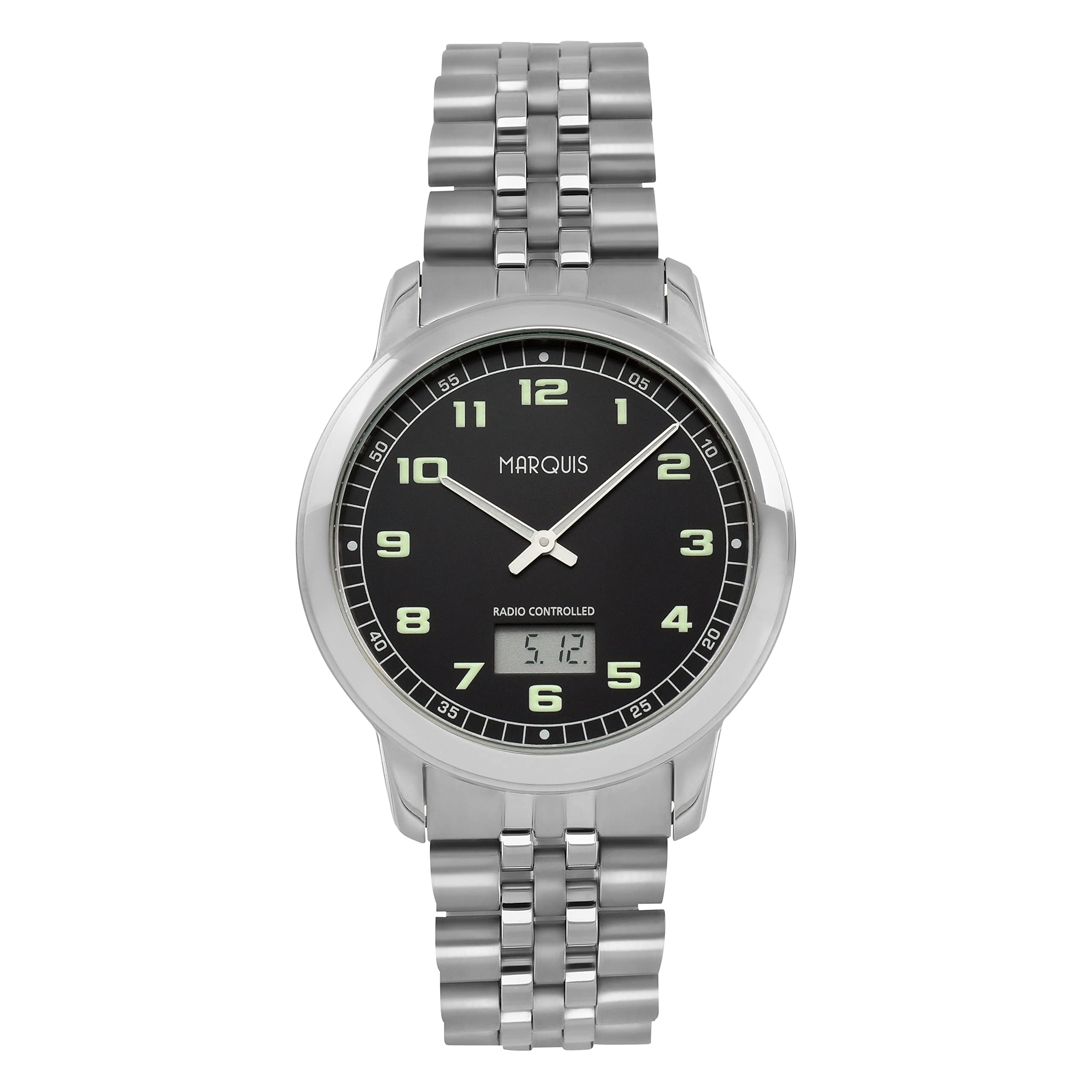 MARQUIS Herren Funkuhr Armbanduhr, deutsches Funkwerk, Gehäuse und Armband aus Edelstahl 4903-510
