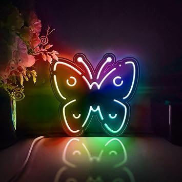 Butterfly Led Light Box, Insect Wall Art Decor, Desktop Decorations, Bedroom Decor RGB & Color Flow Effect, Small Size