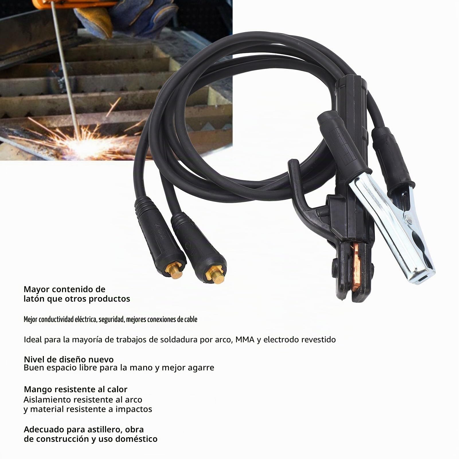 Cable de Soldadura con Abrazadera de Tierra, Portaelectrodos con Cable, Máquinas de Soldar, Cable con Abrazadera de Tierra, Máquina de Soldar, Cable de Tierra, Electrodos,