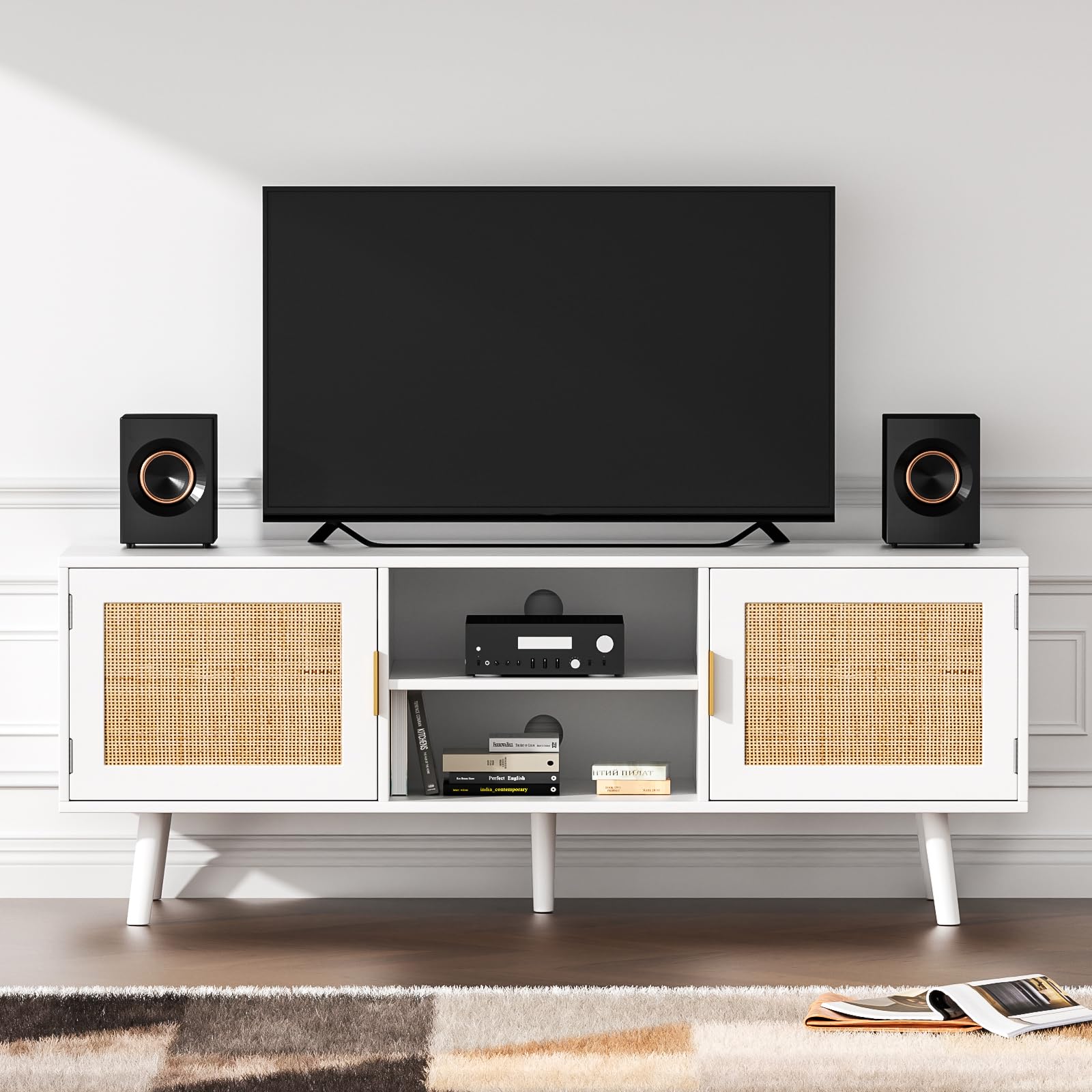 Amazon｜Eumyviv テレビ台 tv台 テレビボード ホワイト 組立簡単 収納 
