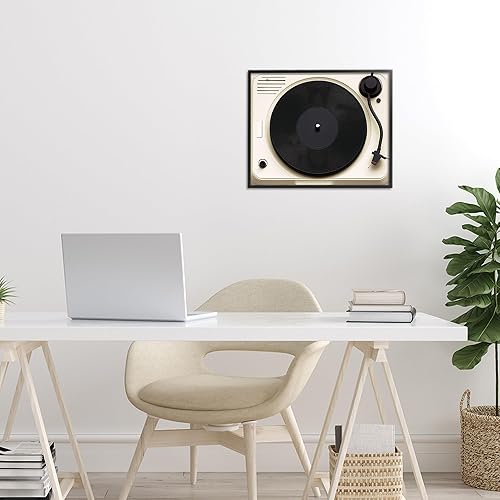 Miniatura 2 de Stupell Industries Classic Tunes - Tocadiscos Giclée enmarcado en negro, diseño artístico por Annabelle Hall, 11 x 14 pulgadas