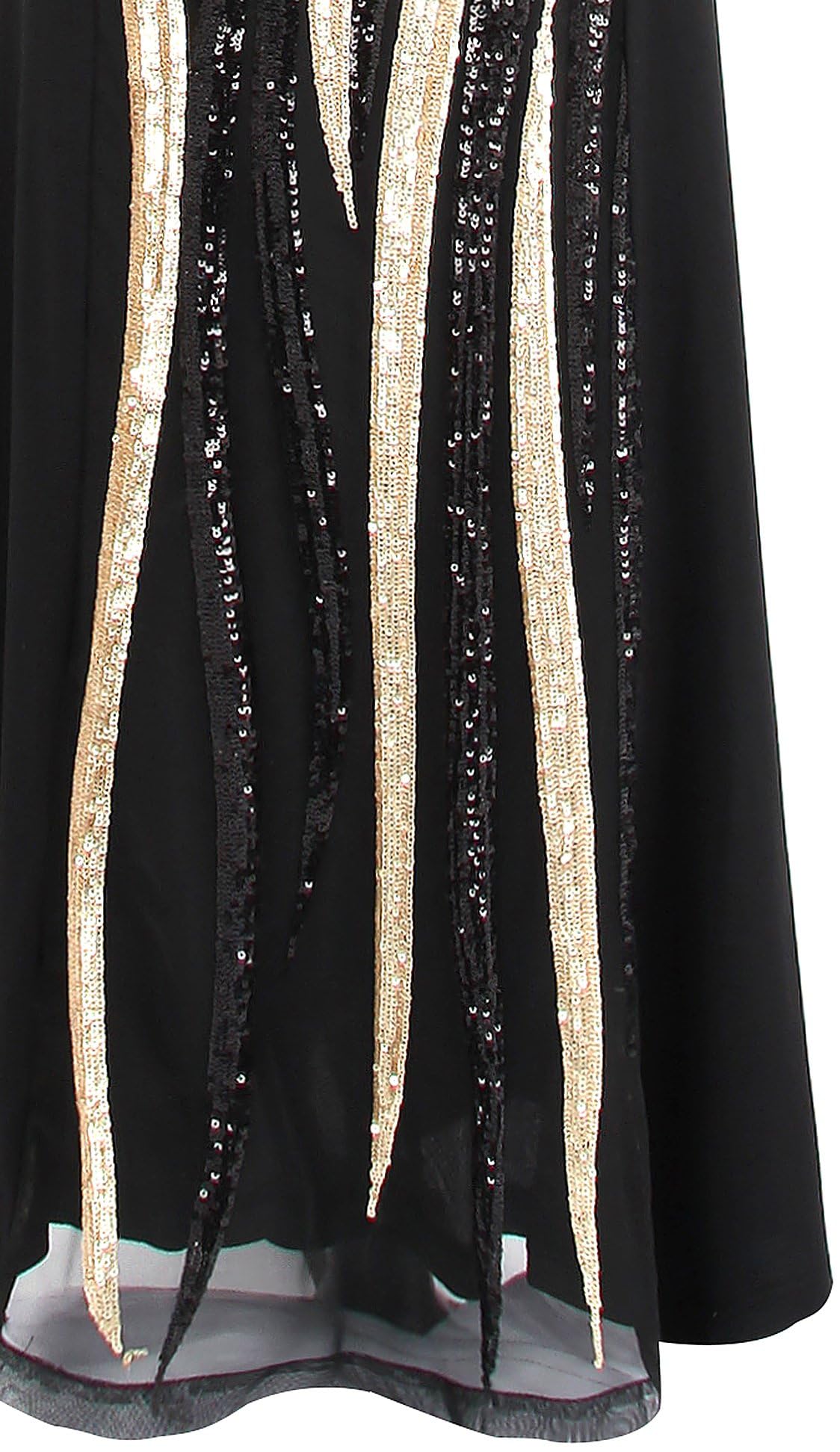 Angel-fashions Da Donna Splicing Abito da Sera Oro Paillettes