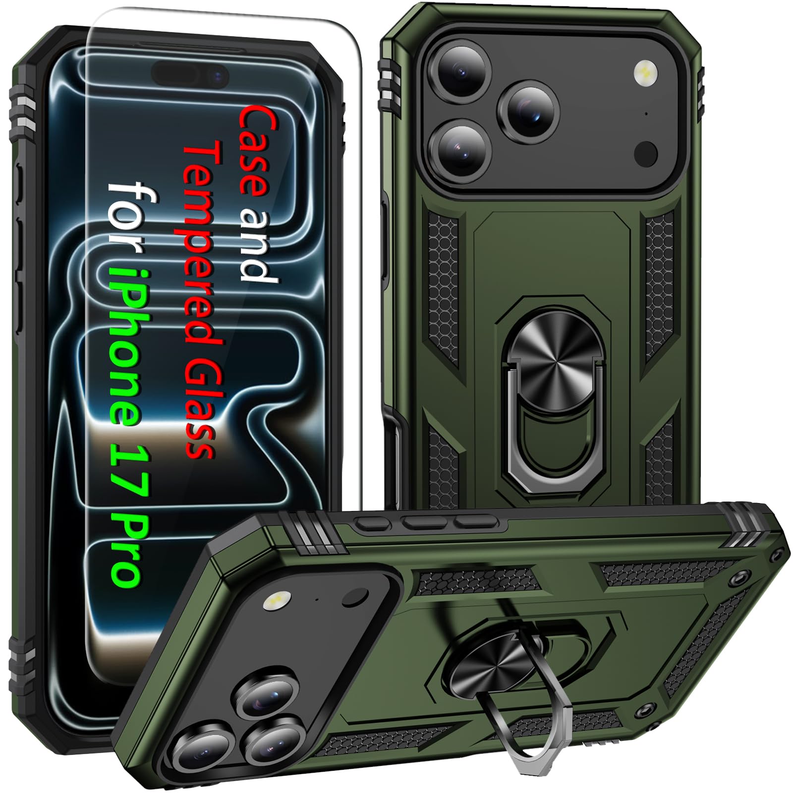 Coque iPhone 17 Pro antichoc militaire avec anneau de support ADDIT - 8