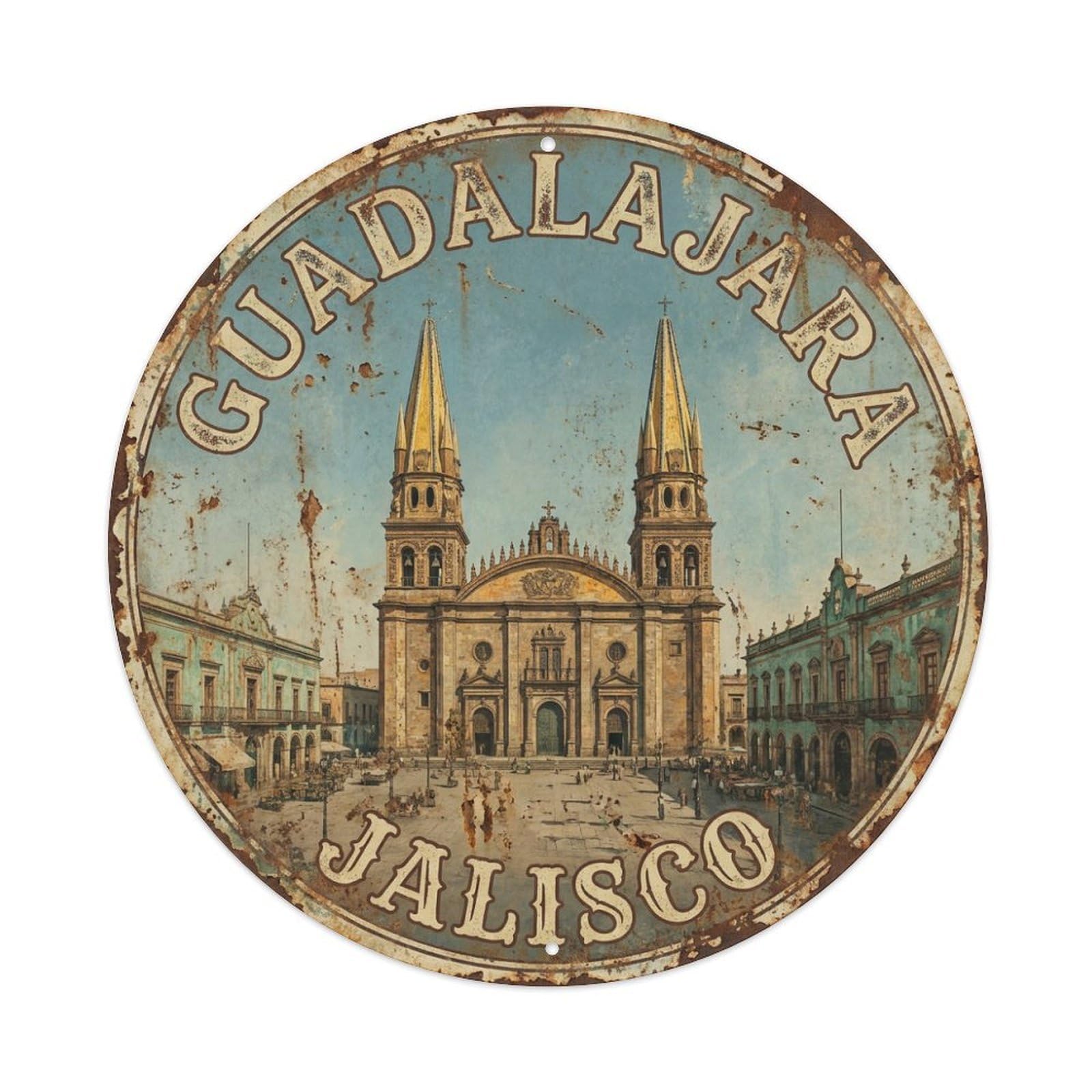 Galvaxio Style Mexico Vintage Travel Guadalajara 1 Metal Tin Sign