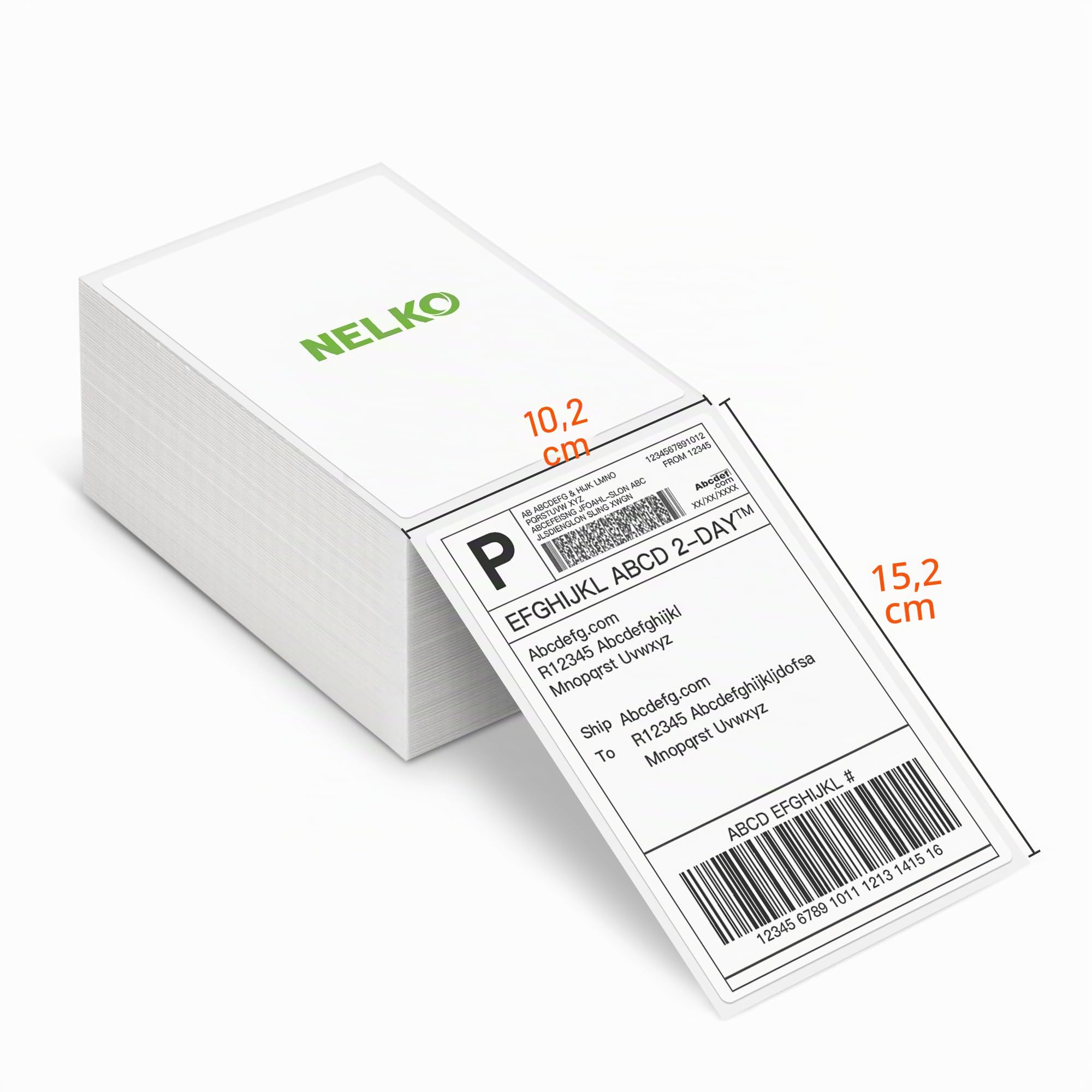 Thermodirekt-Versandetiketten (500 Stück, 10,2 x 15,2 cm), Nelko Thermo-Etiketten für Thermodrucker, kommerzielle Qualität