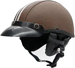 Capacete Coquinho Custom Br101 Bike Scooter Elétrica Skate Revestido Couro Preto Premium