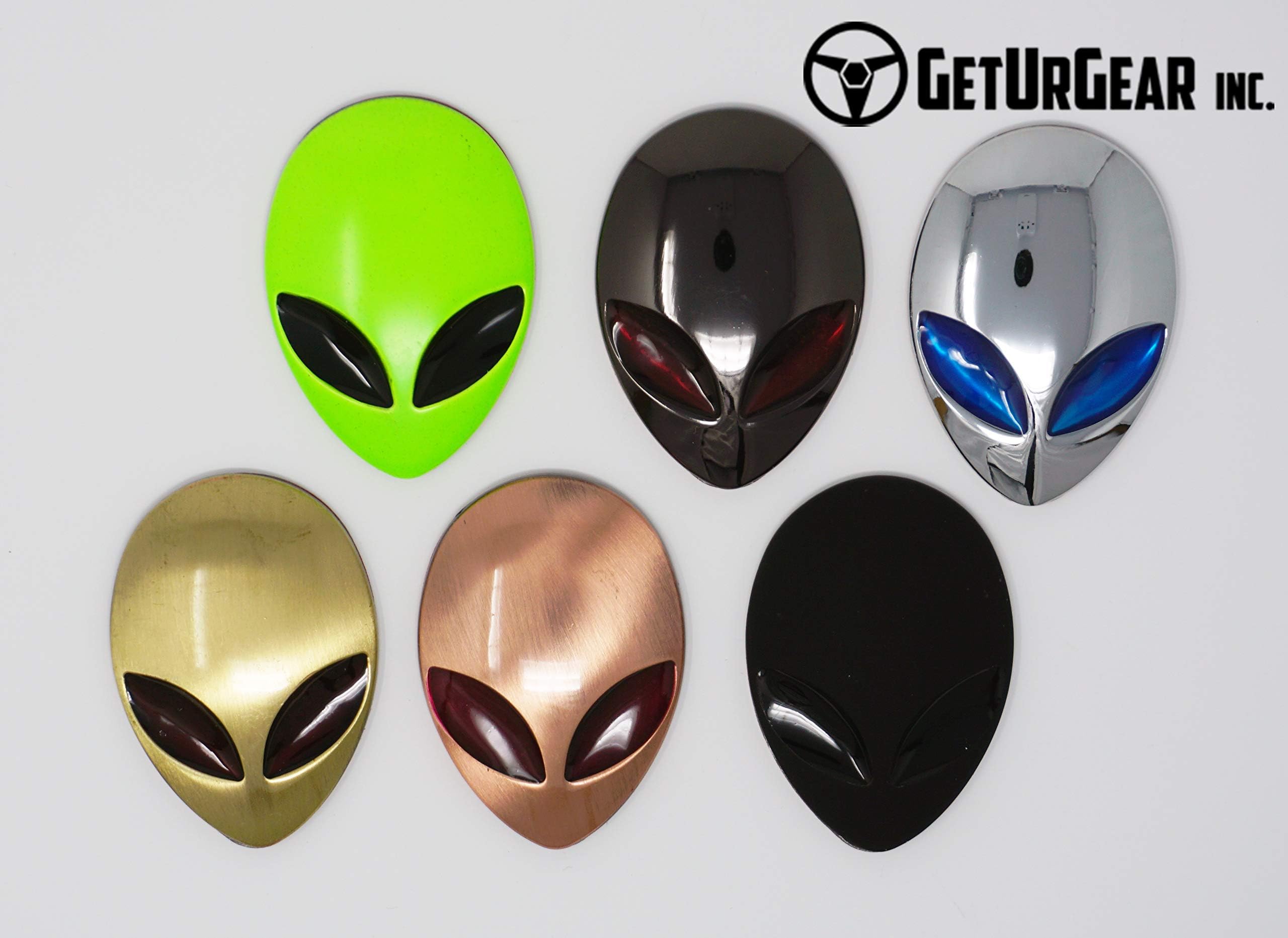 GetUrGear 2x 3D Alien Car Decal Metal Badge Motorcycle Emblem Set (Bronze)