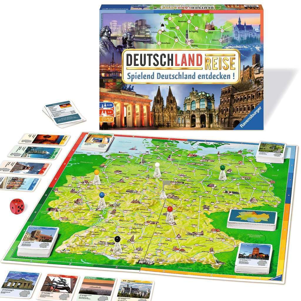 Juego Familiar Ravensburger 26492, Viaje a Alemania, clásico Familiar a Partir de 8 años, Juego de Mesa, Viaje por Alemania, Juego de Mesa a Partir de 8 años para hasta 6 Jugadores