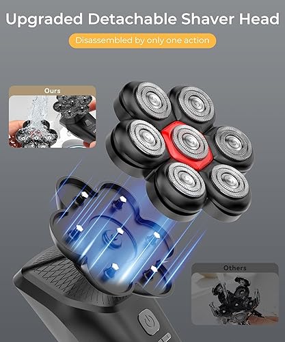 Miniatura 4 de Afeitadoras de cabeza para hombres calvos, afeitadora de cabeza 7D con pantalla LED, maquinilla de afeitar eléctrica para hombres con 3 modos