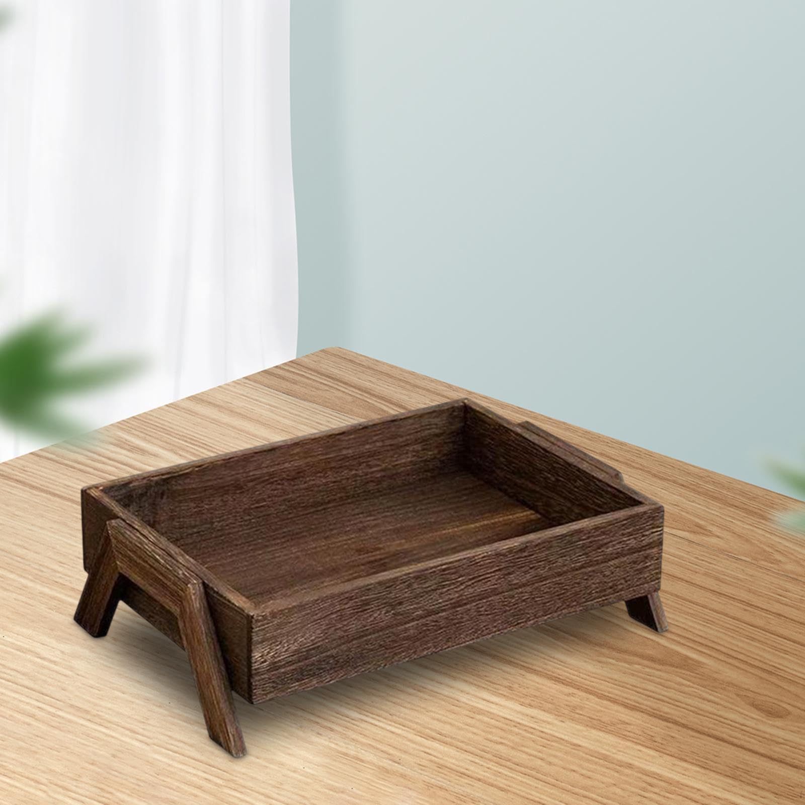 Bandeja de Servir de Madera, Superficie Lisa, Bandeja de Almacenamiento para Salón de Té, Cocina, Oficina.