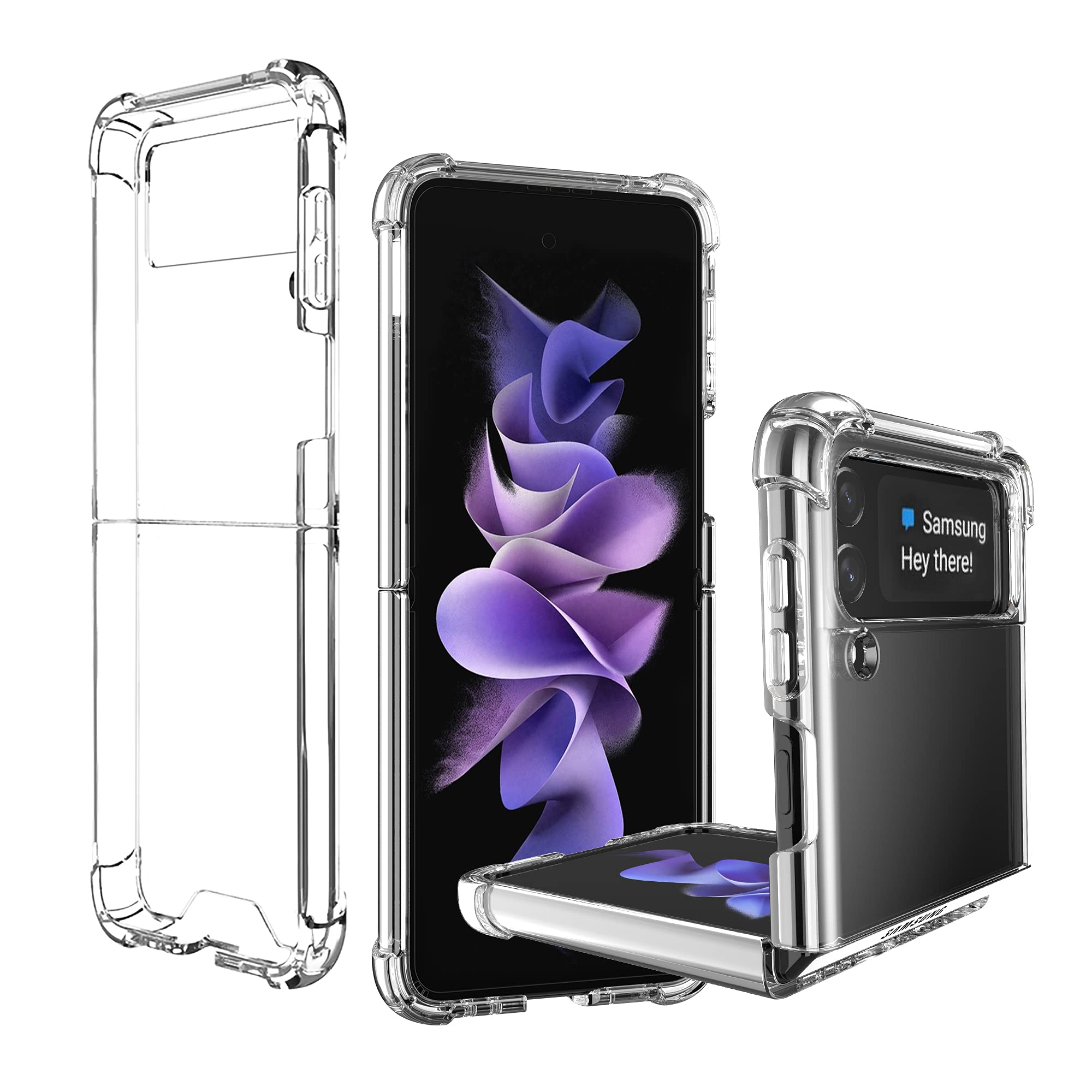 ZIULQIKPhone Case Compatible with Samsung Galaxy Z Flip 4 5G，TPU Clear Case Shockproof Case Cover with Hard PC Back