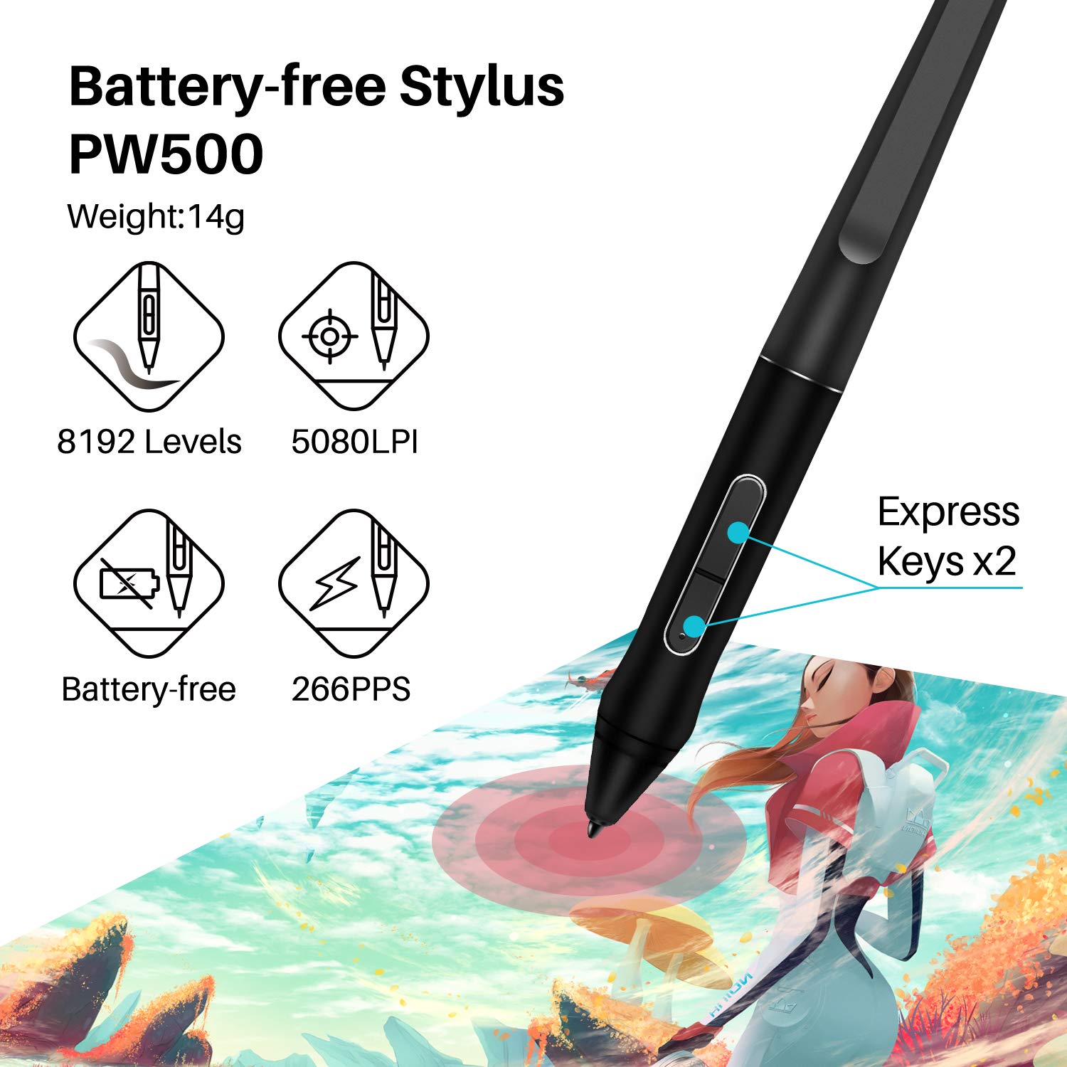 Huion Kamvas GT-191 V2 Monitor de desenho com tela HD Stylus 8192