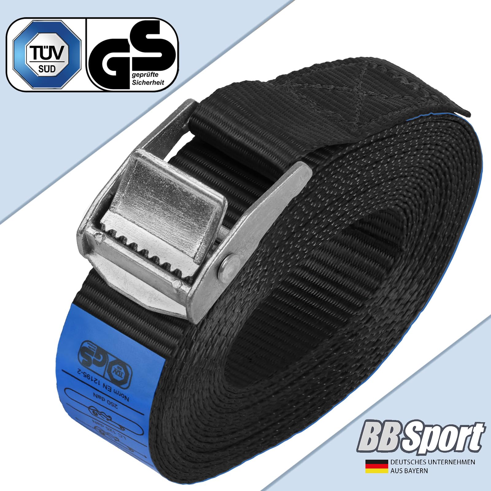 Besuche den BB Sport- Zurrgurt Spanngurte | TÜV geprüft | Befestigungsgurt Spanngurt Klemmverschluss | Belastbar bis 250 kg | Schwarz | Diverse Längen Stückzahlen - 4er Pack 2.5 cm x 2.5 m in use