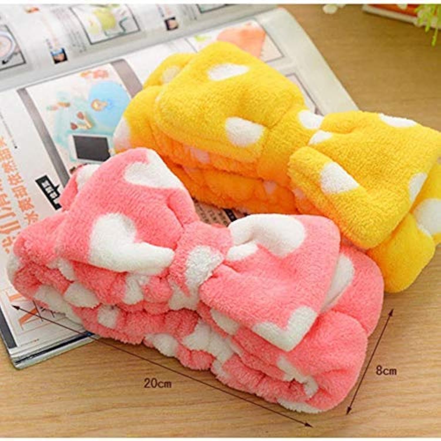 Facial Spa Makeup Cleansing Cute Bow Velvet Elastic Headband for Women Multicolor (Pack of 2)