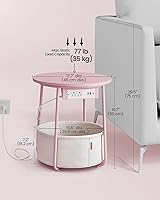 Vista 3 de VASAGLE LILEA Collection - Side Table with Charging Station, Round End Table with Fabric Basket