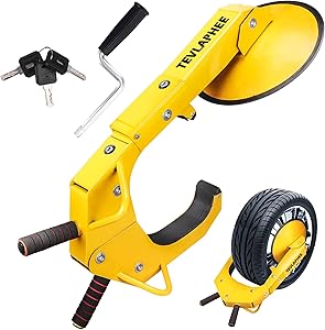 Tevlaphee Wheel Lock - Car Boot Anti-Theft Trailers Wheel Clamp Lock Parking Boot for Cars, Trucks, SUVs, Campers - Upgraded Dual Lock Adjustable Lug Nuts Cover