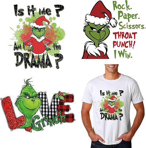 3 piezas de transferencia para planchar de Navidad, bonitos parches de vinilo de dibujos animados para planchar en parches de transferencia de