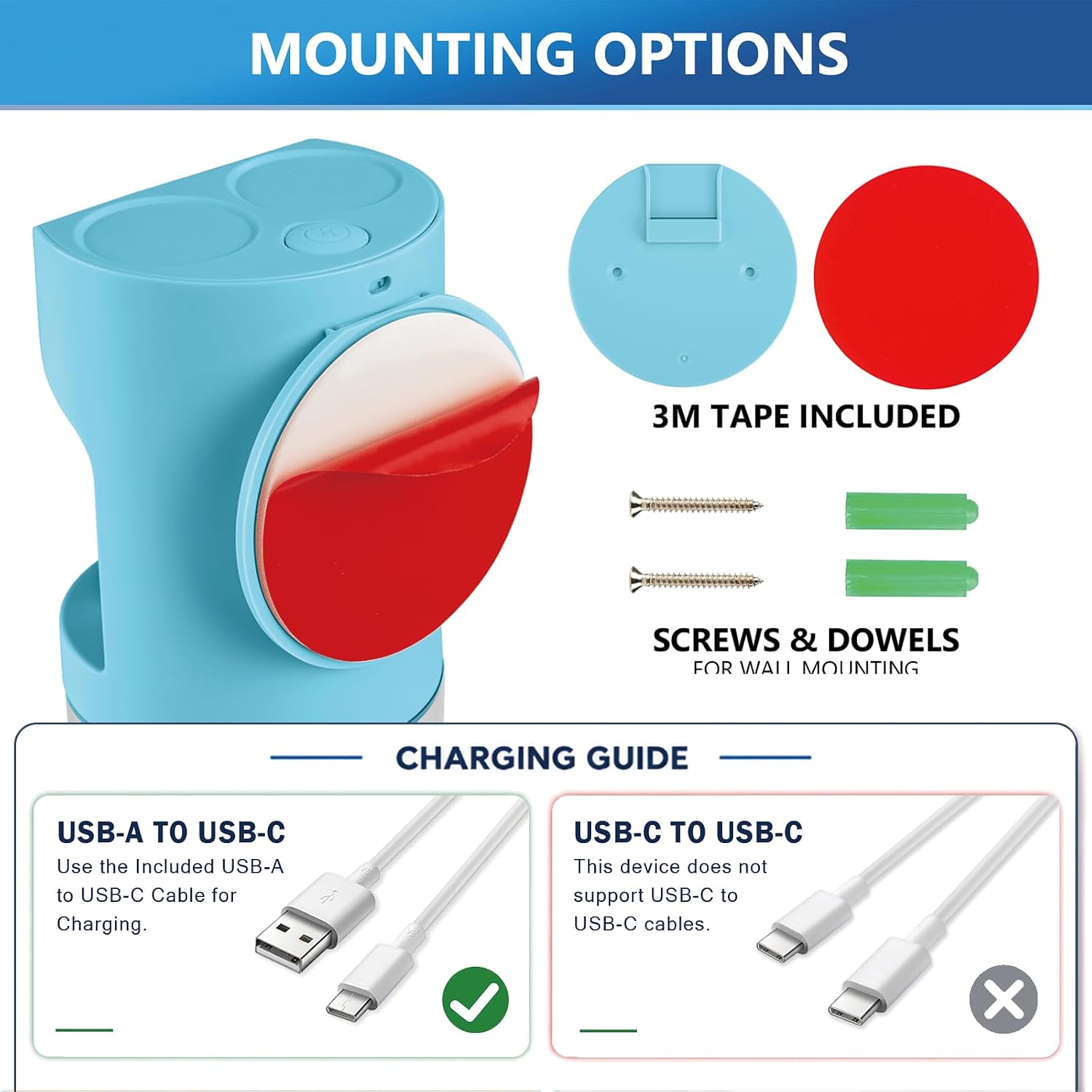 ZOFGENOW Touchless Automatic Mouthwash Dispenser, Wall Mounted 19.4oz Blue