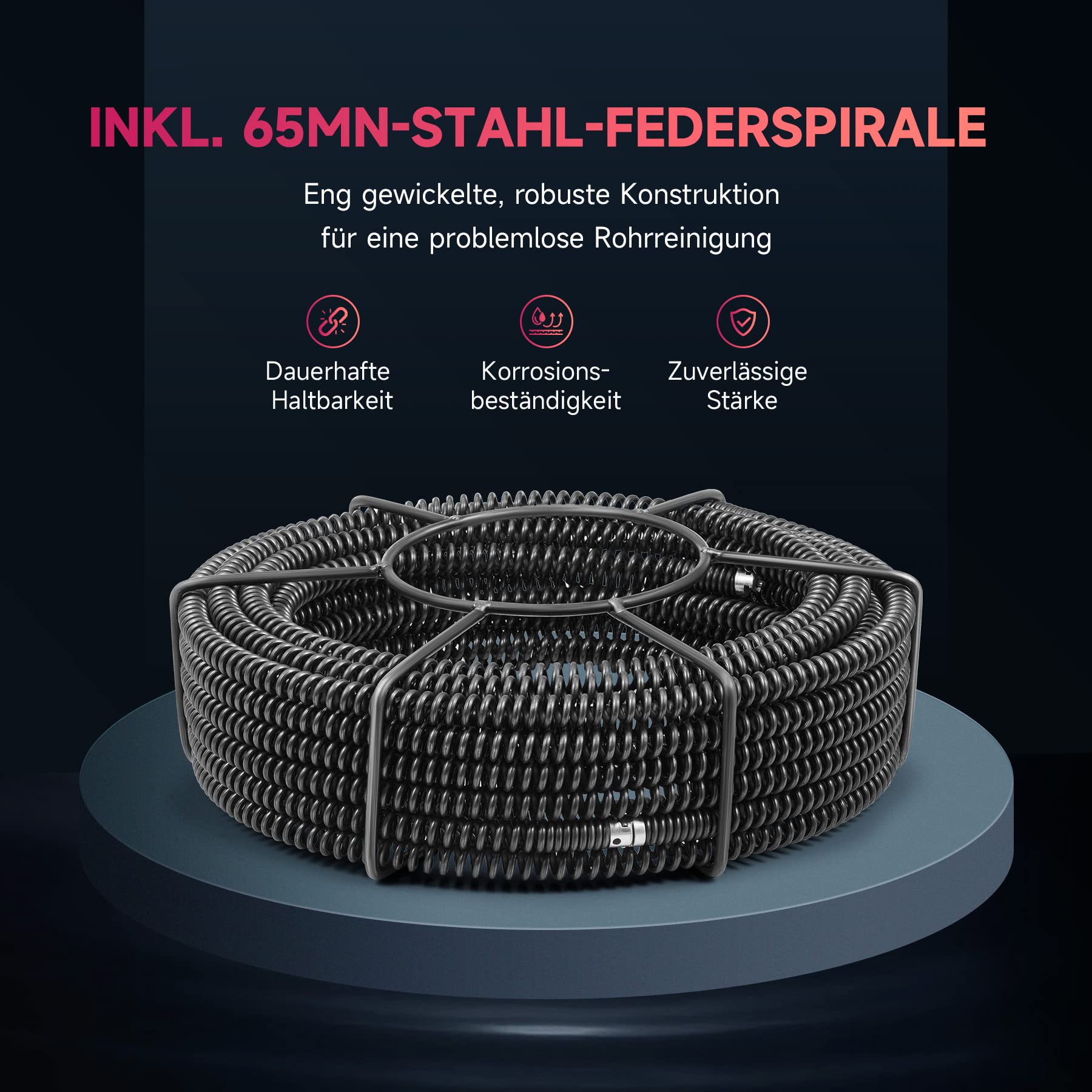 ZELCAN elektryczna maszyna do czyszczenia rur, 400 W, spirala 20 m do czyszczenia rur, nadaje się do rur o średnicy 30-100 mm, do czyszczenia odpływów w łazience i kuchni