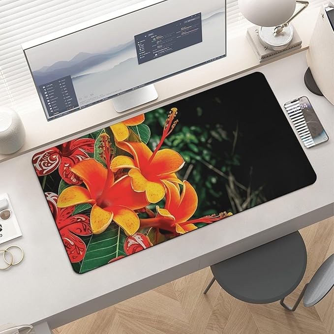 Desk Pad Protector 24x12 Inch Hawaii Flowers Base Antideslizante miniatura 6