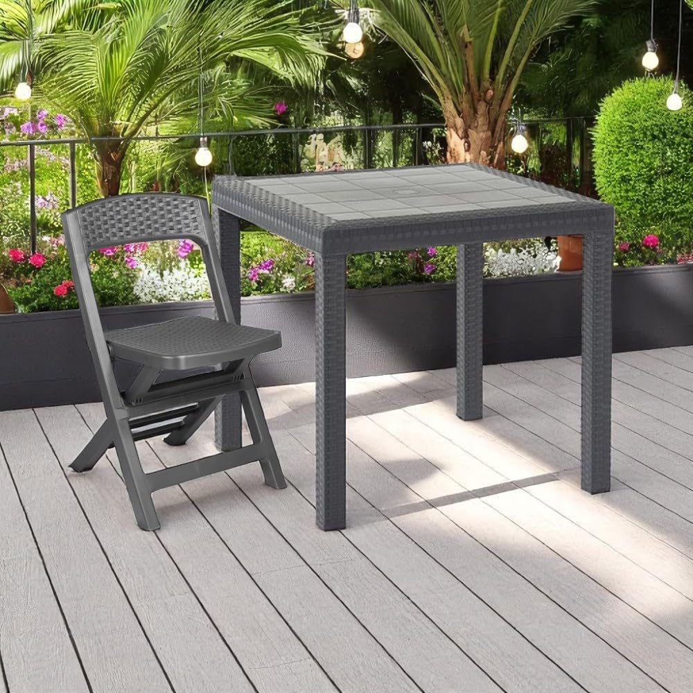 Chaise pliante d'extérieur en polypropylène pour jardin, camping, balcon, peu encombrant, légère, résistante NUVIRA (anthracite)