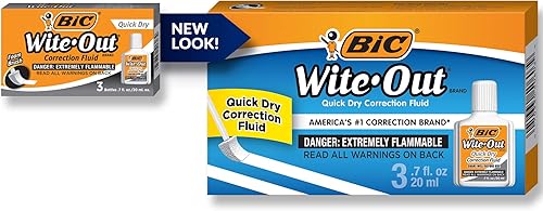 BIC Wite-Out - Líquido de corrección de secado rápido paquete de 3 BICWOFQD324
