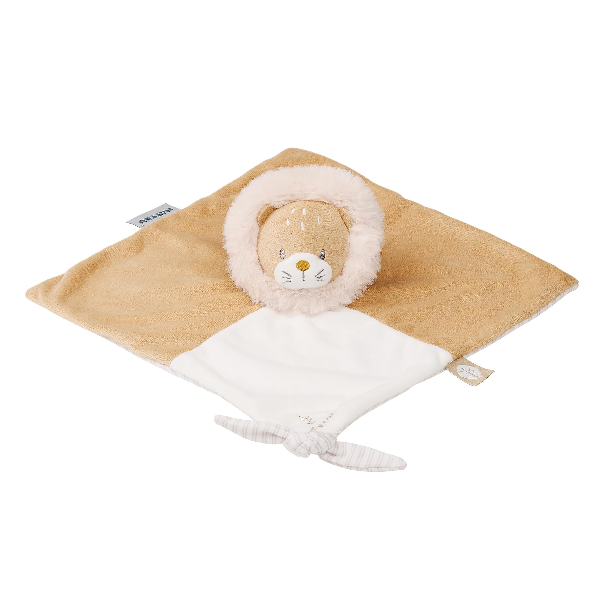 Nattou Cuddly Blanket Made of Polyester, Lion, Companion from Birth, Approx. 40 cm, Flo, Oli & Ernest, Ernest Brown