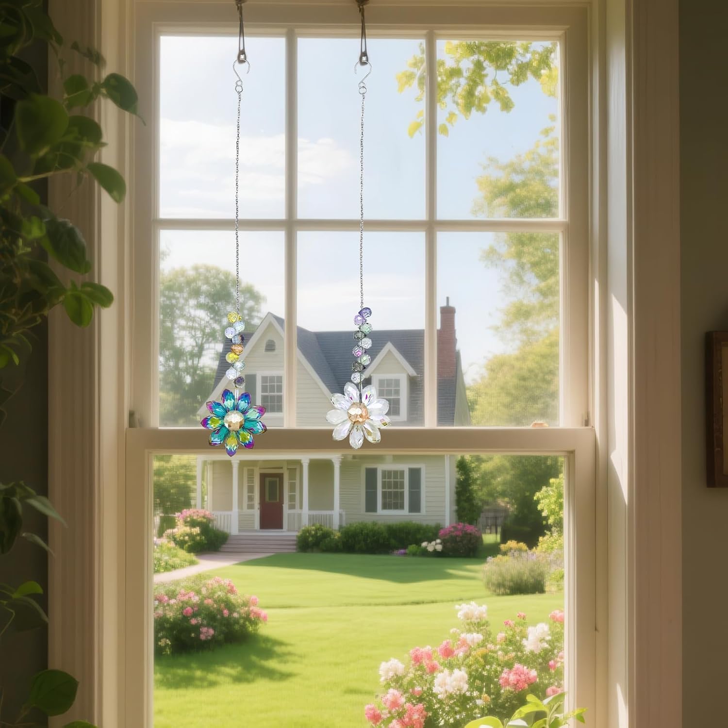 2PCS Crystal Sunflower Suncatchers for Windows Hanging, Sun Catcher Colorful Flower Prisms Rainbow Maker Pendants Hanging Ornaments for Indoor Outdoor Home Patio Garden Decor - Image 3