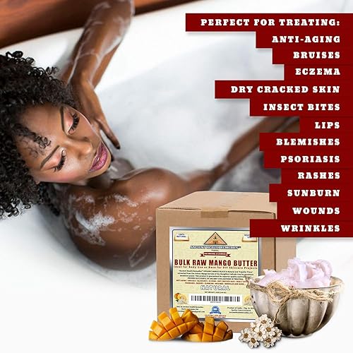 Miniatura 3 de ANCIENT HEALTH REMEDIES Tarro orgánico sin refinar de mantequilla de mango cruda, bloques a granel, aroma de mango ligero, base no grasosa para