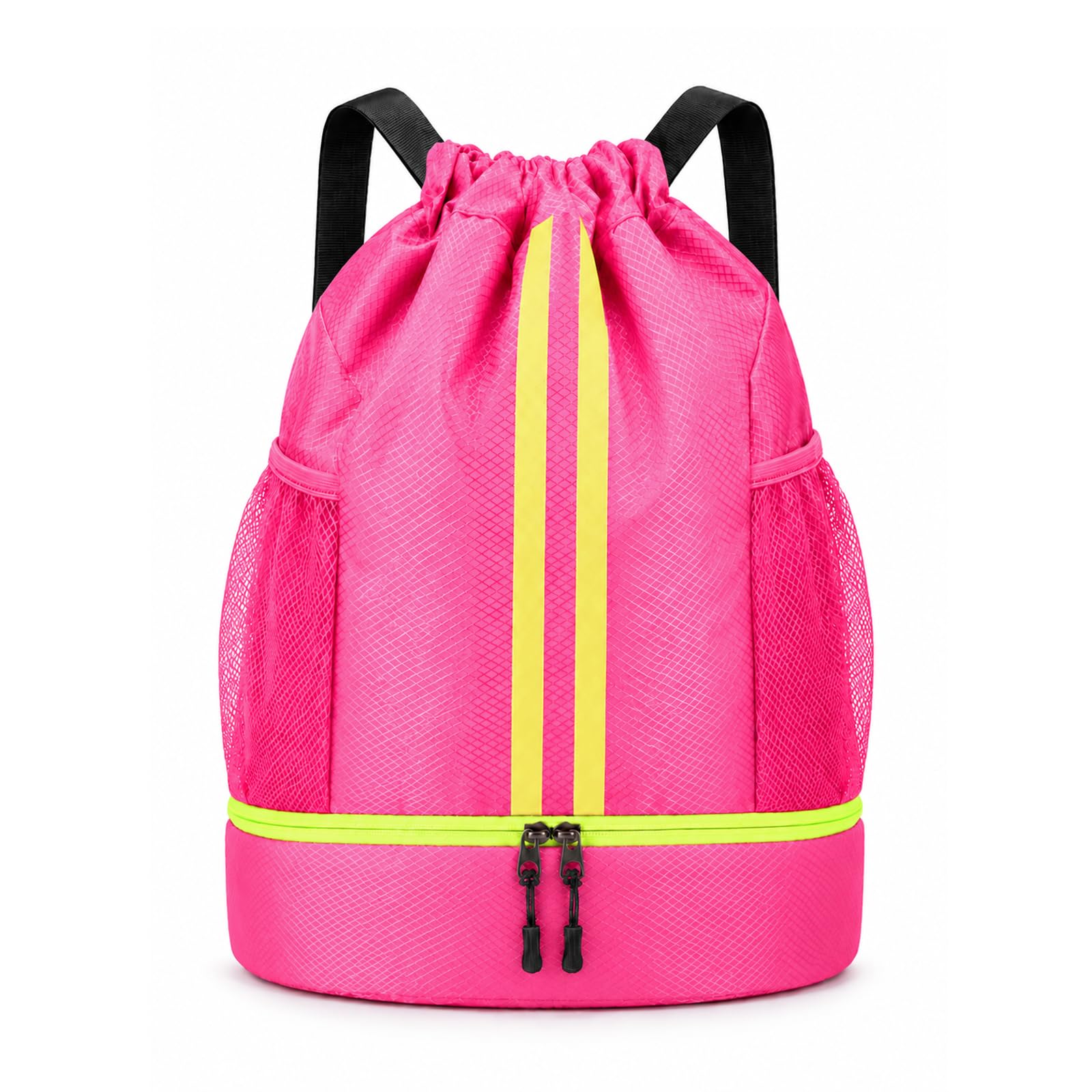 Pinboov Waterproof Drawstring Bag, PE Kit Bag with Shoe Compartment Rose