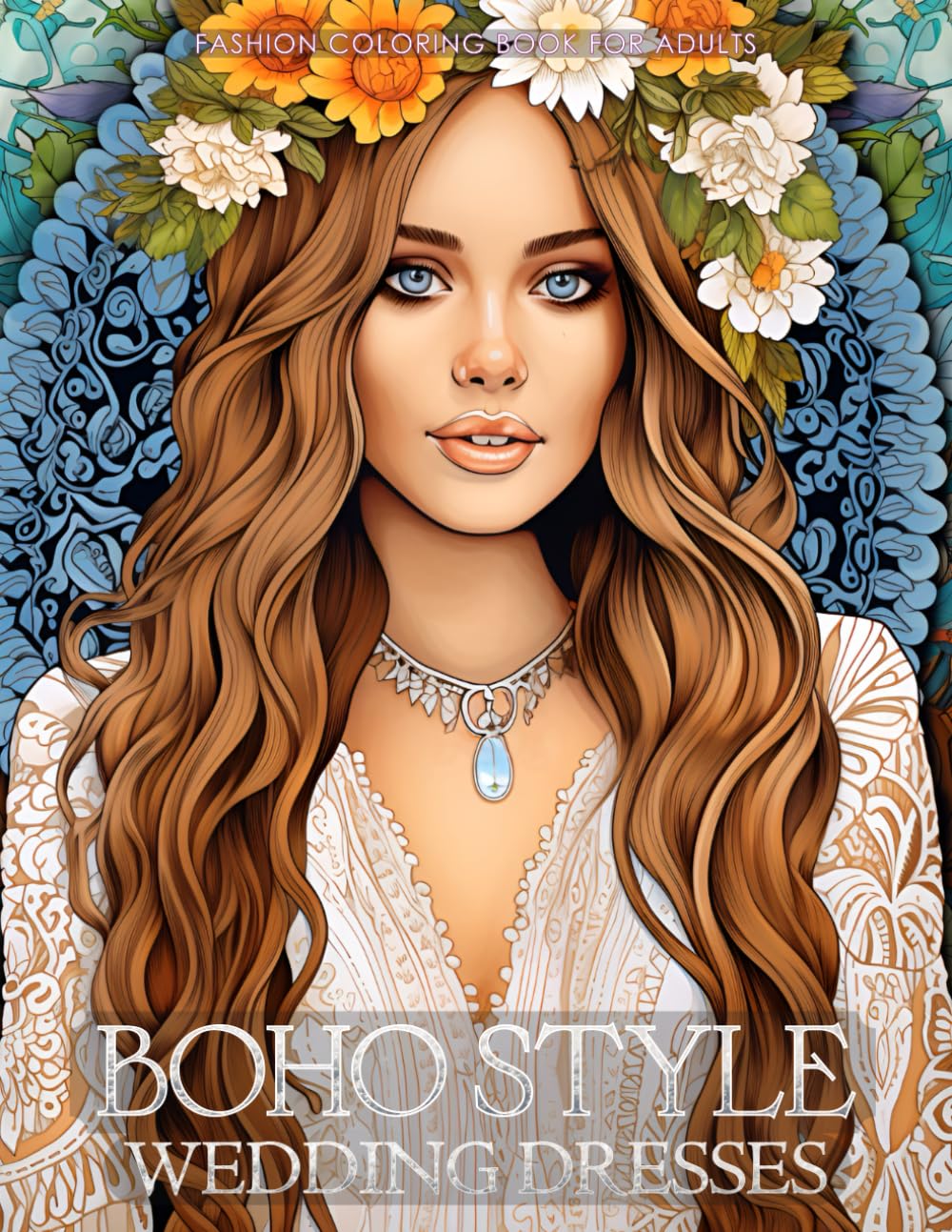 Boho Style Wedding Dresses - Fashion Coloring Book for Adults: Beautiful Models Wearing Bohemian Chic Bridal Gowns (Fashion Coloring for Teens & Adults)