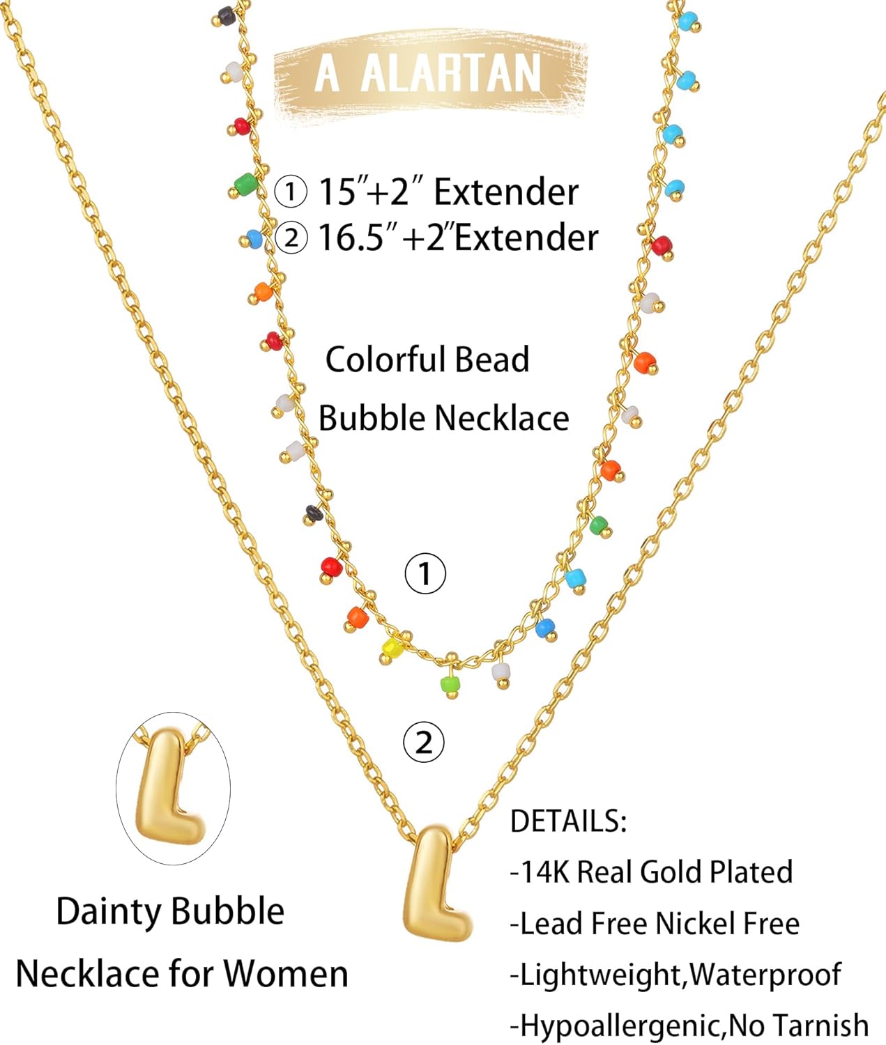 Initial Necklace for Women Dainty Colorful Bead Layered Letter Necklace Personality Initial Necklace Trend Beach Choker Necklace for Women Jewelry Gifts - Image 4