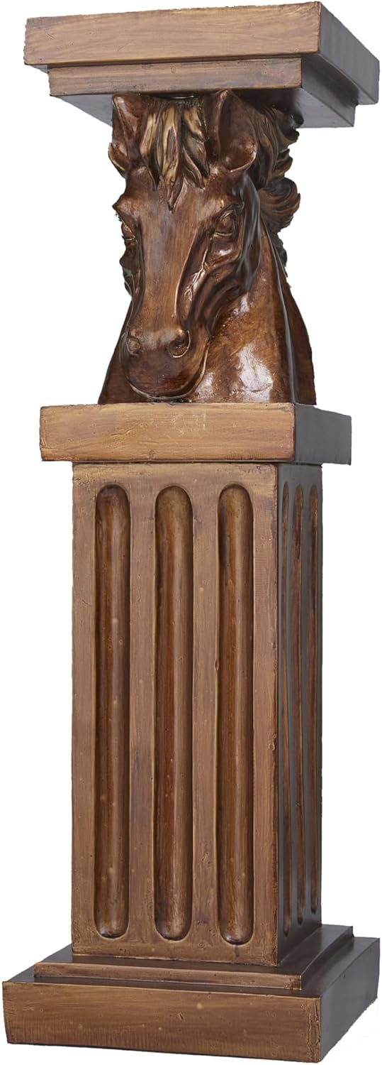 Deco 79 Polystone Horse Pedestal Table, 8" x 9" x 25", Brown