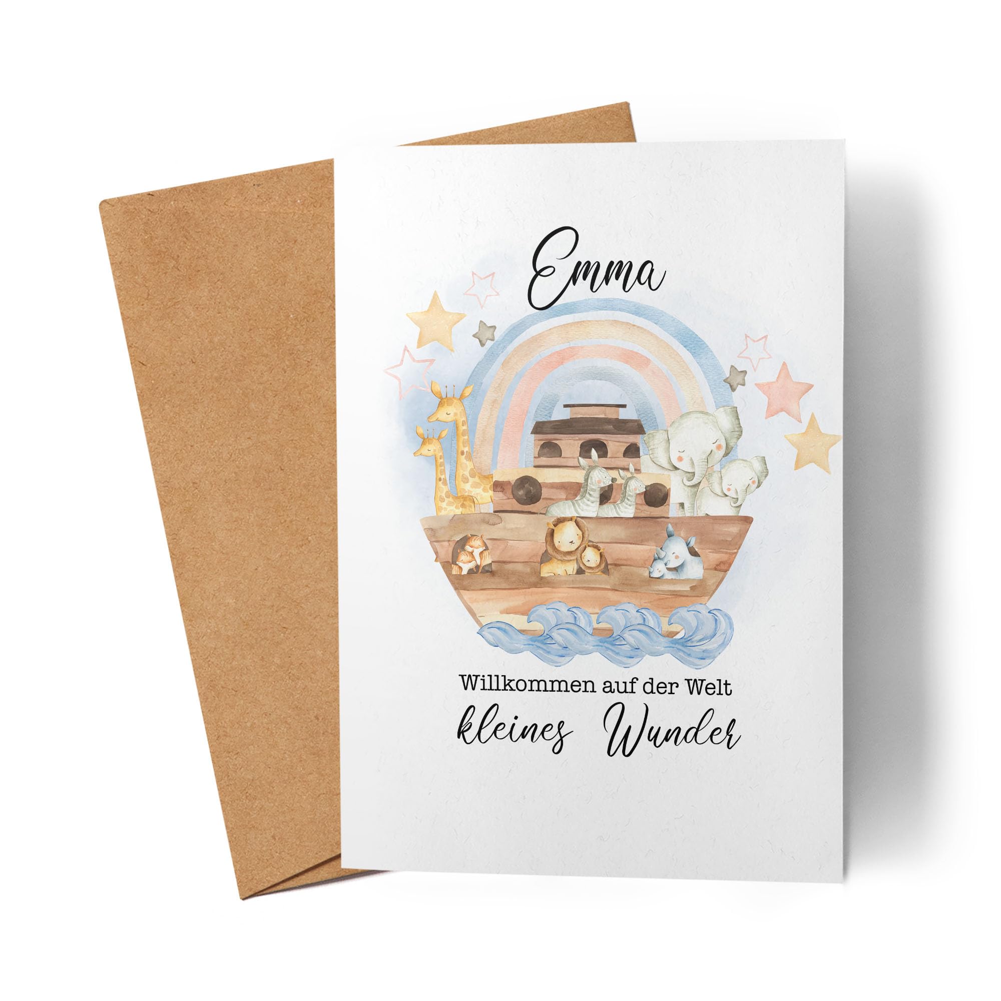 Kiddle-Design Glückwunschkarte Geburt Arche Noah Karte zur Geburt Junge ...
