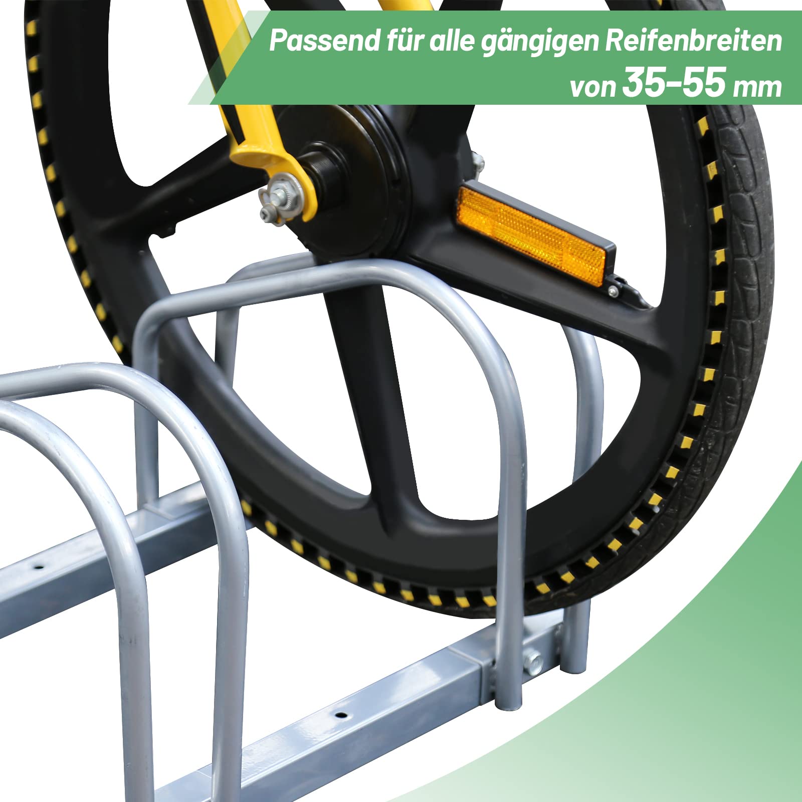 Tubiaz Supporto per Bicicletta per 3 biciclette, Montaggio a pavimento o a parete, adatto per biciclette da 35-55 cm, con Materiale di Montaggio Incluso, Salvaspazio, Argento