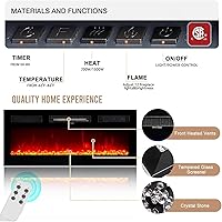 Vista 9 de oneinmil Soporte de consola de TV de 2 niveles con chimenea eléctrica de 36 pulgadas, centro de entretenimiento con luz LED para televisores