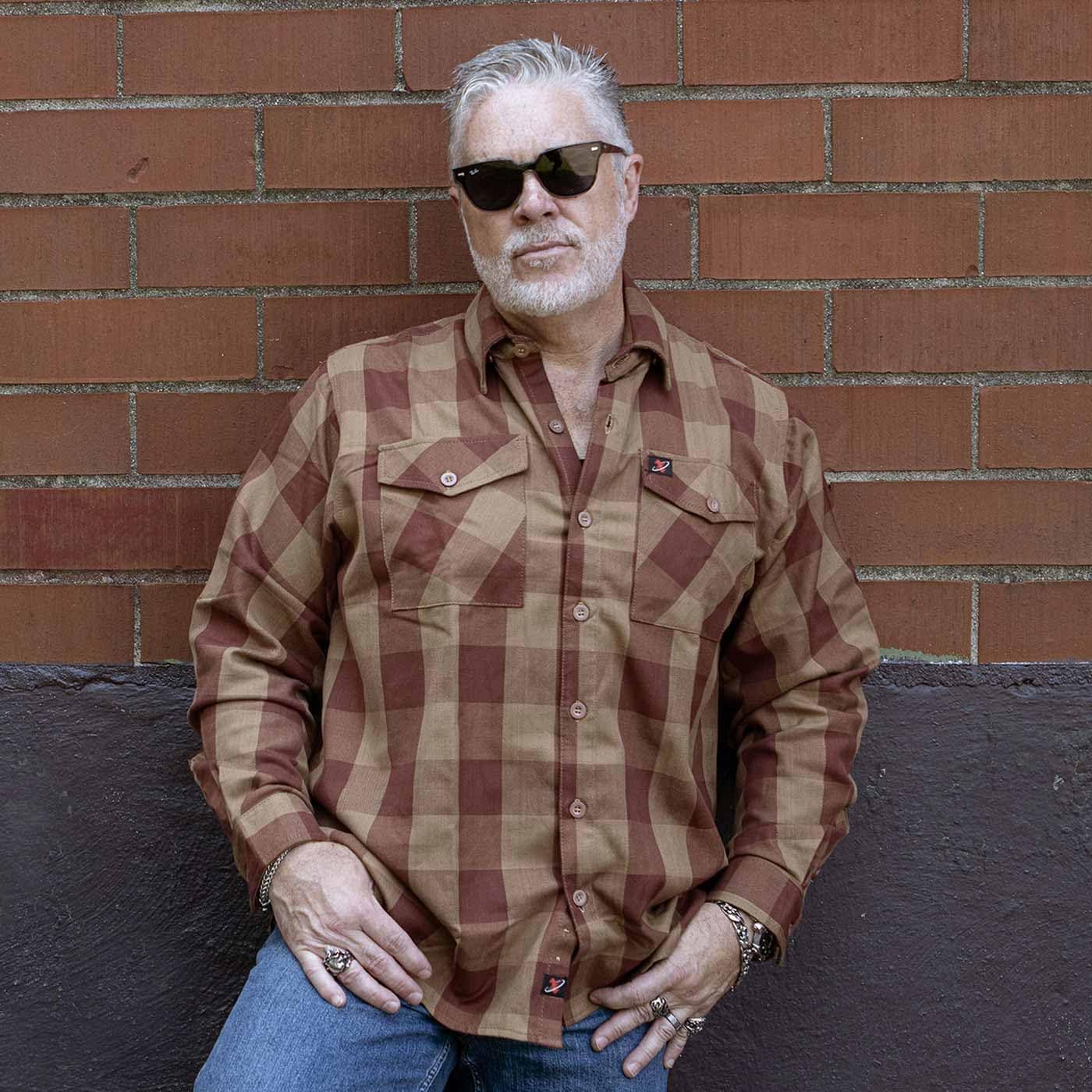 Milwaukee Leather MNG11653 Men's Brown and Beige Long Sleeve Cotton Flannel Shirt - Image 2