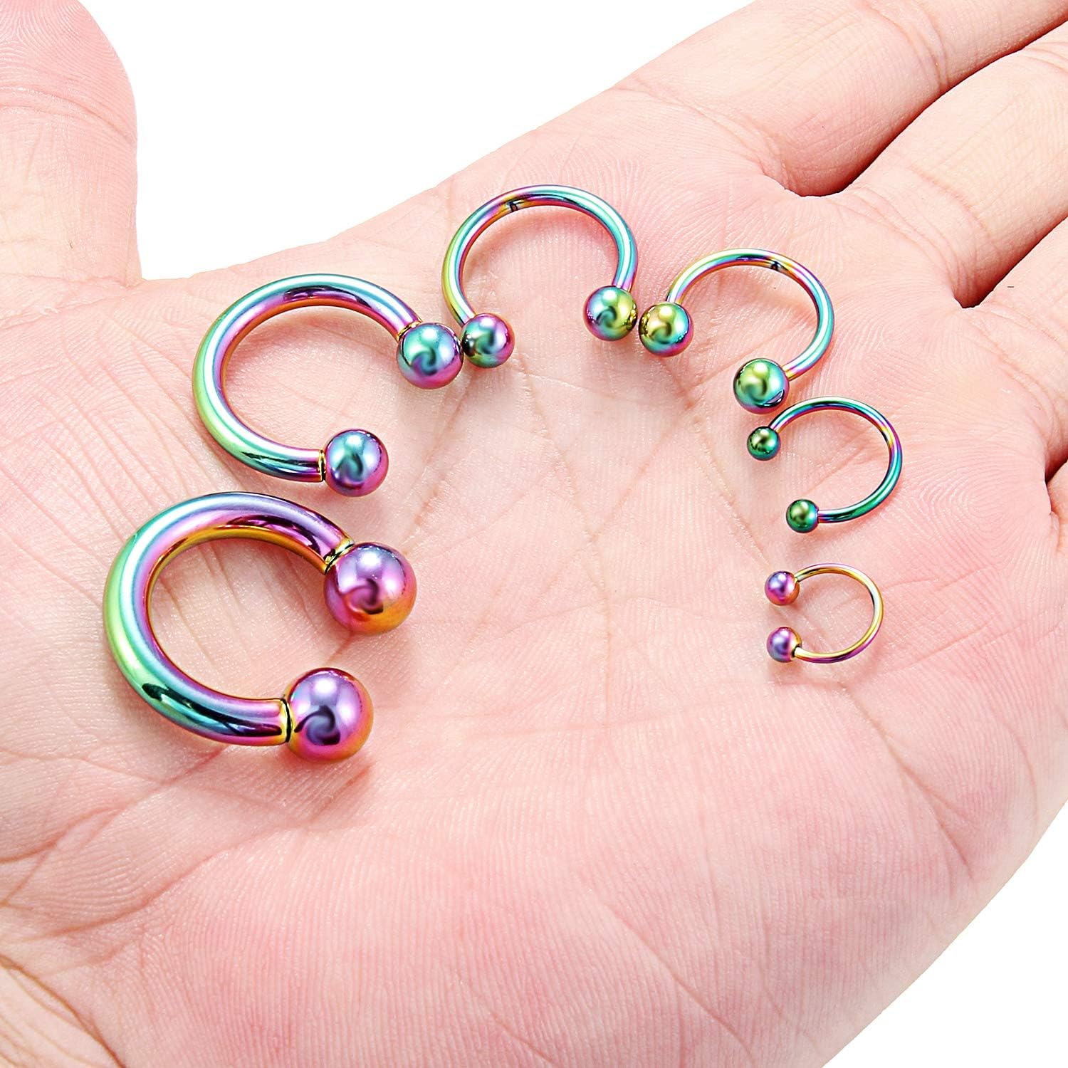 Cisyozi 16G 14G 12G 8G 6G Septum Rings Tunnel Plug Gauges Earring Stretching kit Stainless Surgical Steel Colorful Eyebrow Lip Nose Ring Tragus Helix Cartilage Earring Hoop Piercing Jewelry Women Men - Image 3