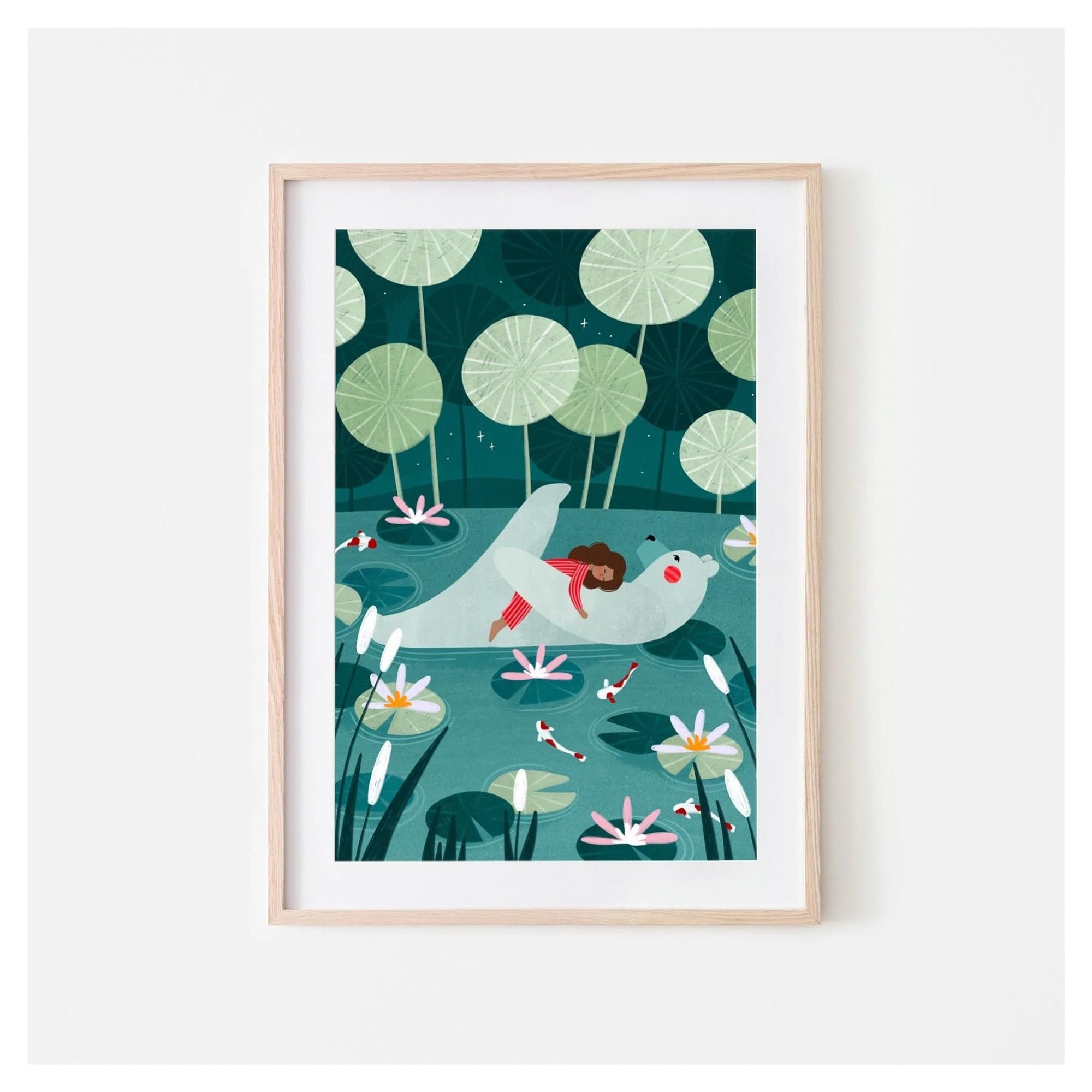 Peinture sur toile enfant ours et fillette tableau deco nature cadeau de naissance