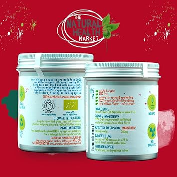Organic Hibiscus Flower 700mg Capsules - 90 Capsules Tin - Made with 100% Organic Hibiscus Flower
