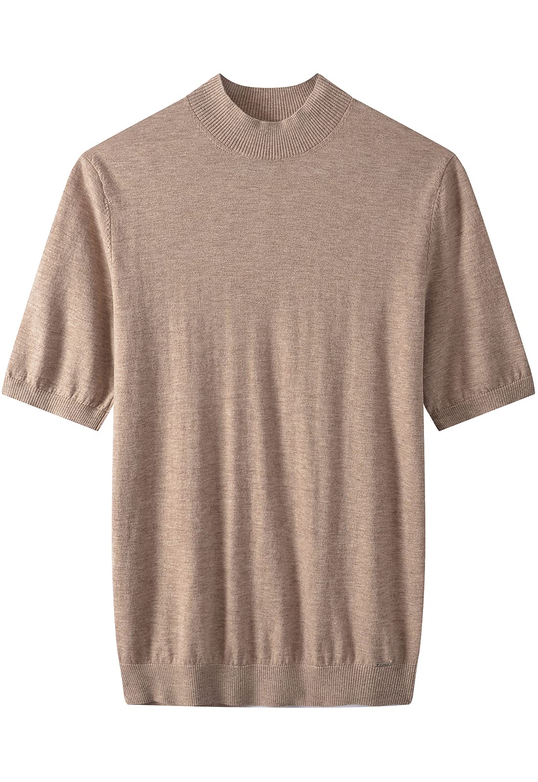 ZHILIMen's Light Weight Merino Wool Mock Turtleneck Sweater Undershirt Short Sleeve T-Shirt