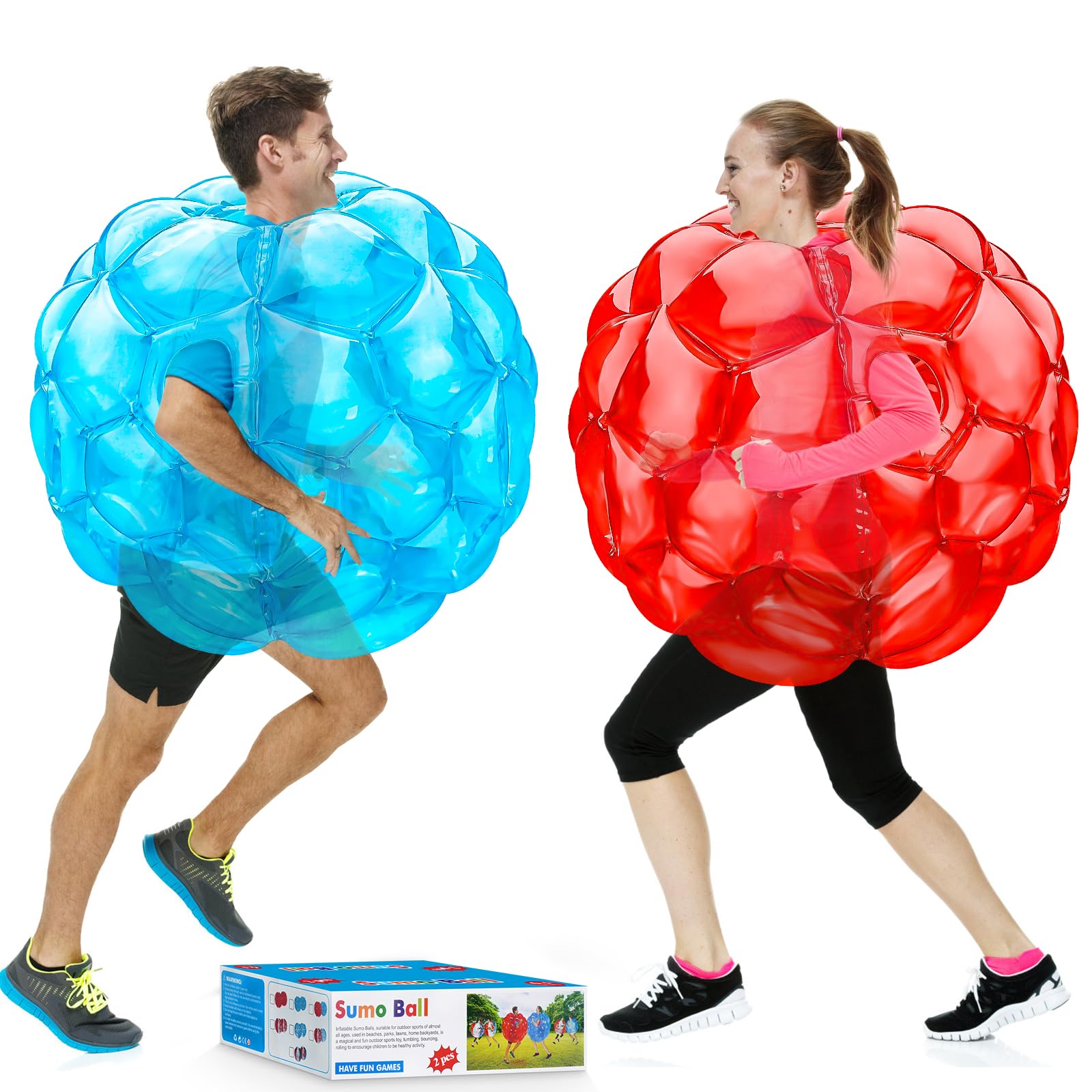 X XBEN Inflatable Buddy Bumper Balls 2pcs, Kids Soccer Ball Giant Human Hamster Knocker Ball Body Zorb Ball for Adults, Outdoor Team Gaming Play. 36inch/47inch