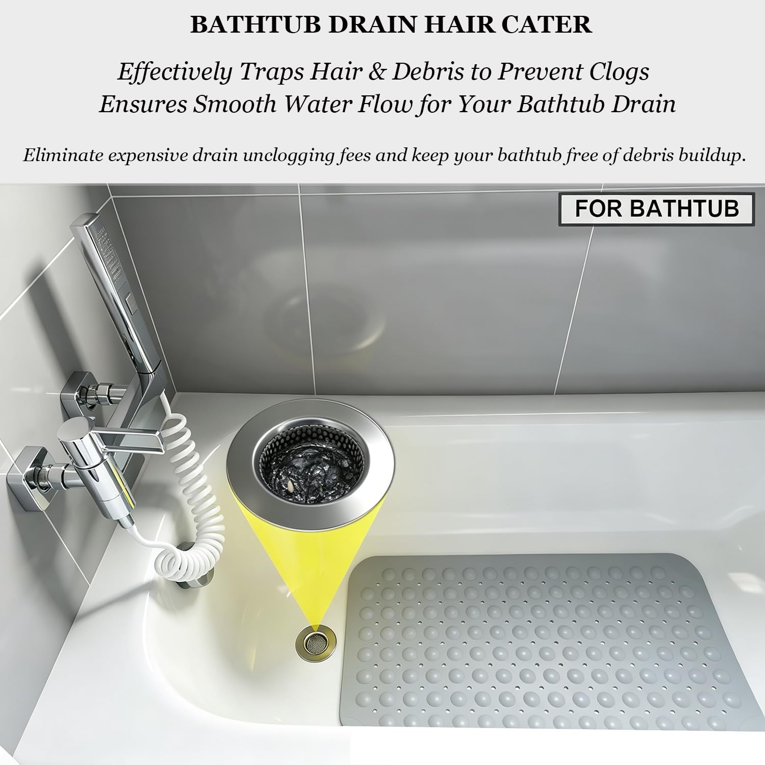 Seatery Bathtub Drain Strainers, Tub Drain Hair Catcher, Stainless Steel Bath Drain Cover Basket, Outer Diameter 3.0 inch/7.7cm, Inner Diameter 1.60 inch/4.0cm, Pack of 2 2