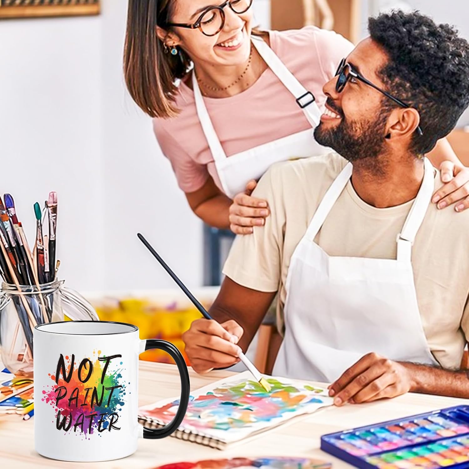 YHRJWN Not Paint Water Artist Gifts Coffee Mug, Funny Art Teacher Gifts for Professor, Educator Appreciation, Retirement, Christmas Teachers' Day Birthday Teacher Mug Gift,11Oz - Image 4