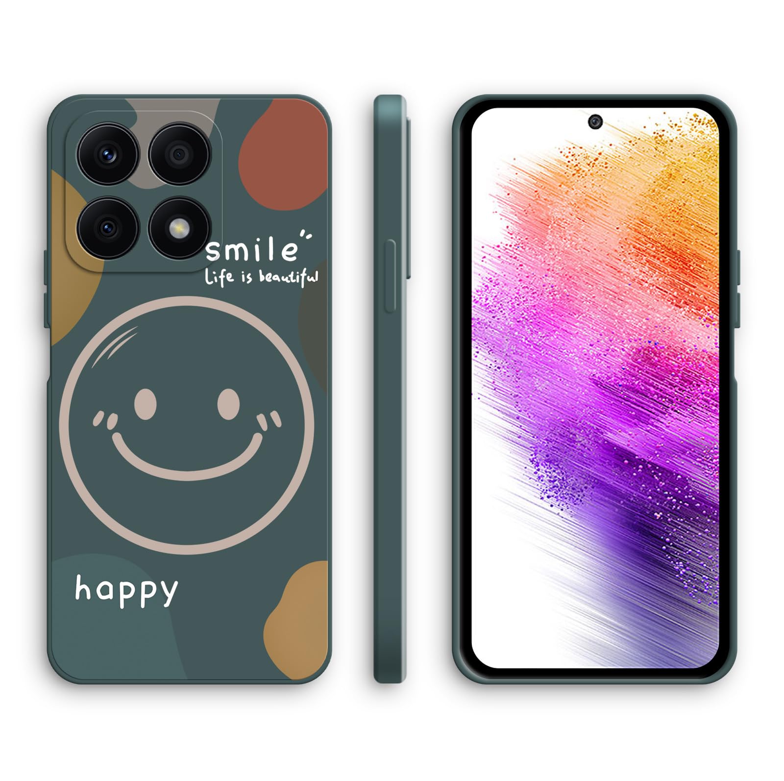 XINYEXIN Cover per Honor 70 Lite 5G / Honor X6 / Honor X8 5G, Custodia in Silicone Morbido Antiurto Ultrasottile con Motivo Carino, Design a Bordo Dritto - Kitten, Green