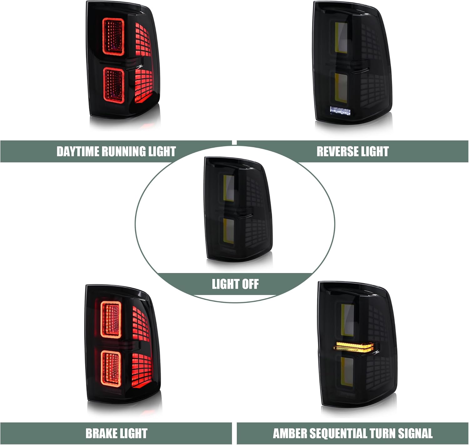letsdate Led Tail Lights Fit For 4th Gen Dodge Ram 1500 2009-2018 Ram 2500/3500 2010-2018 w/Dynamic Animation w/Amber Sequential Turn Signal, Fit Halogen and HID, Tunnel Style