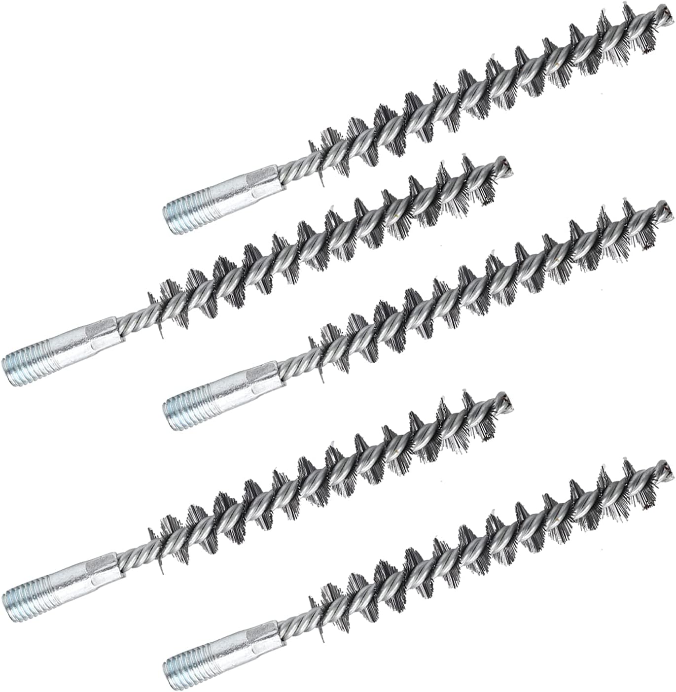 Auniwaig Chimney Cleaning Brush 1.38'' Diameter Steel Wire Tube Cleaning Brush M12 Threaded Interface Cleaning Brush 6.3'' Length 5PCS