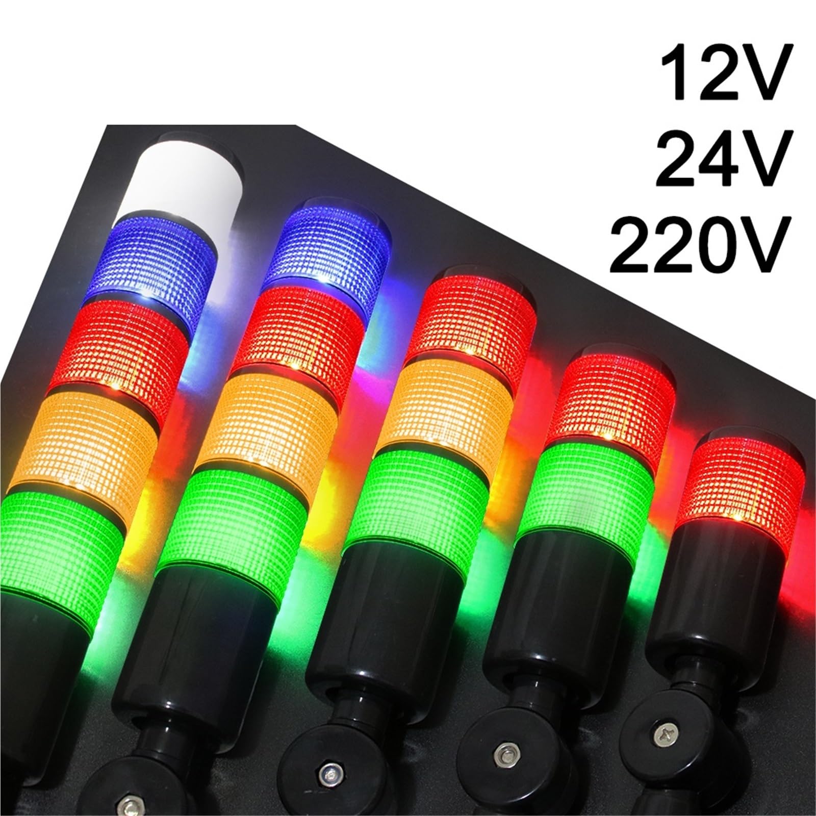 1 szt. H50 wielowarstwowa obrotowa przemysłowa lampa sygnalizacyjna LED wieża ostrzegawcza urządzenie alarmowe DC12V24V AC220V lampa ostrzegawcza (2 warstwy - z brzęczykiem, lampa błyskowa-DC